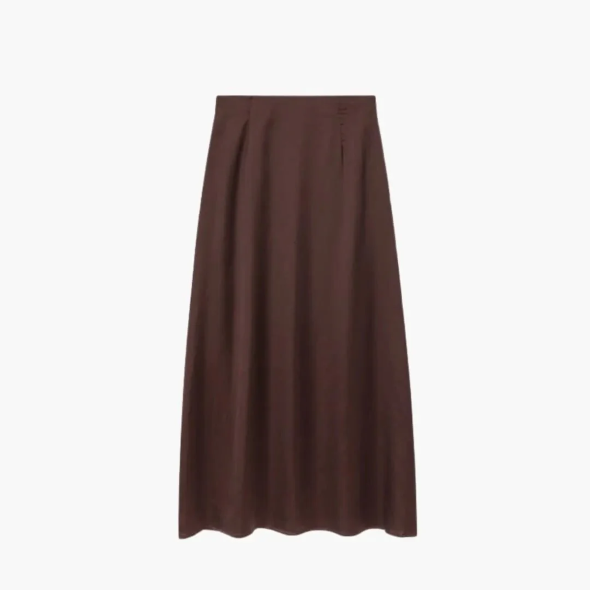 Jupe pour femme à taille haute finition satinée et coupe droite — Marron