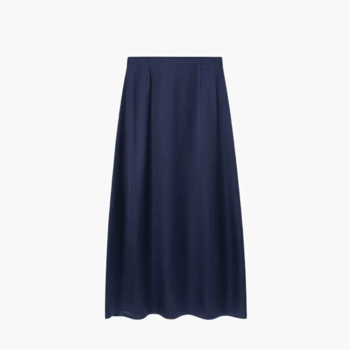 Jupe pour femme à taille haute finition satinée et coupe droite — Bleu marine