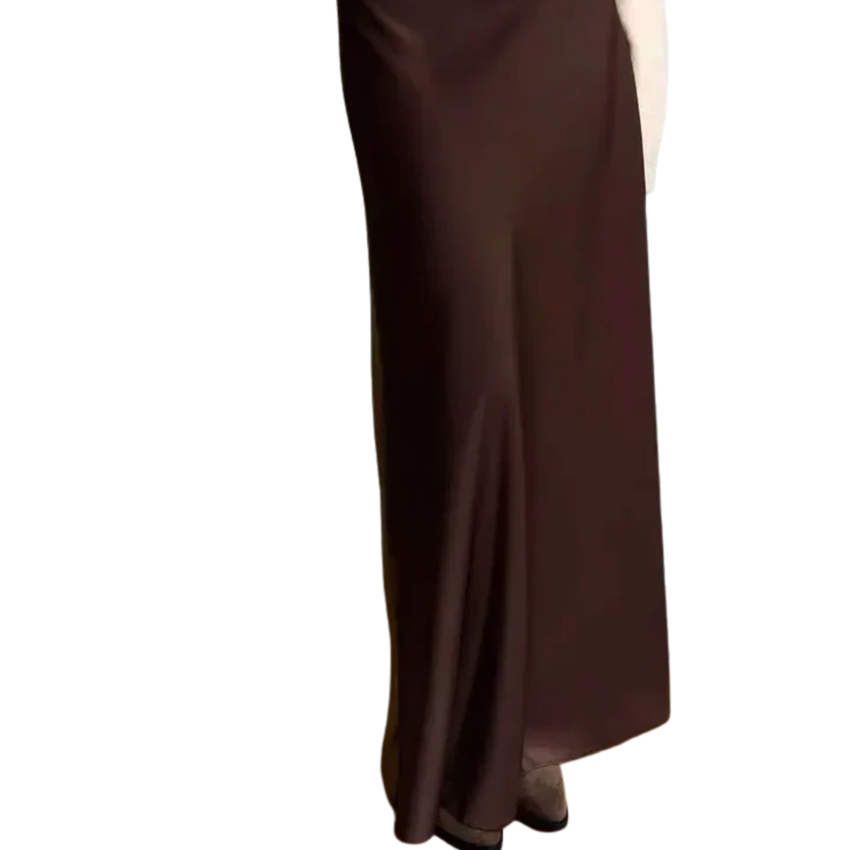 Maxirock für Damen mit Satin-Finish und hoher Taille — Kaffeebraun