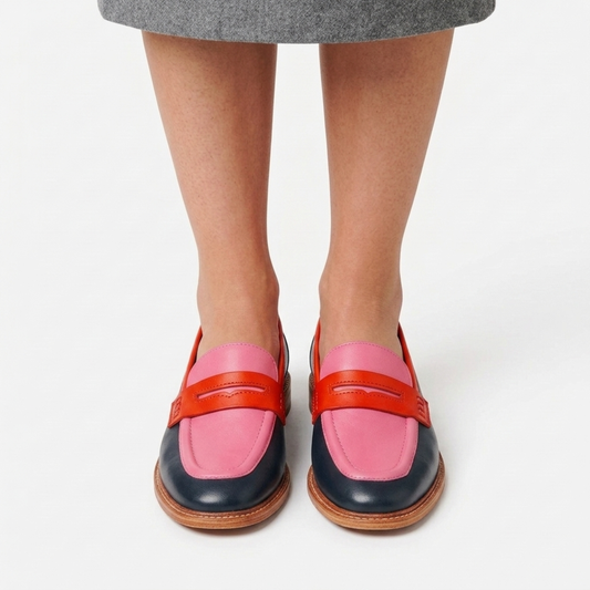Multicolored flat sole moccasins for everyday wear — Pink