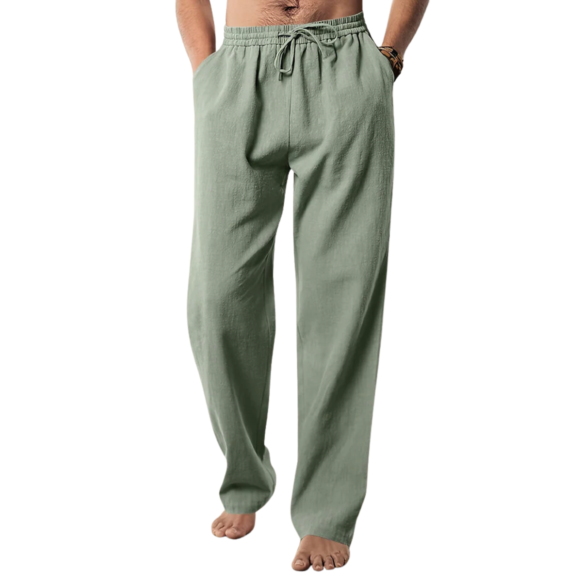 Men's straight-cut pants — travel and everyday wear — Green