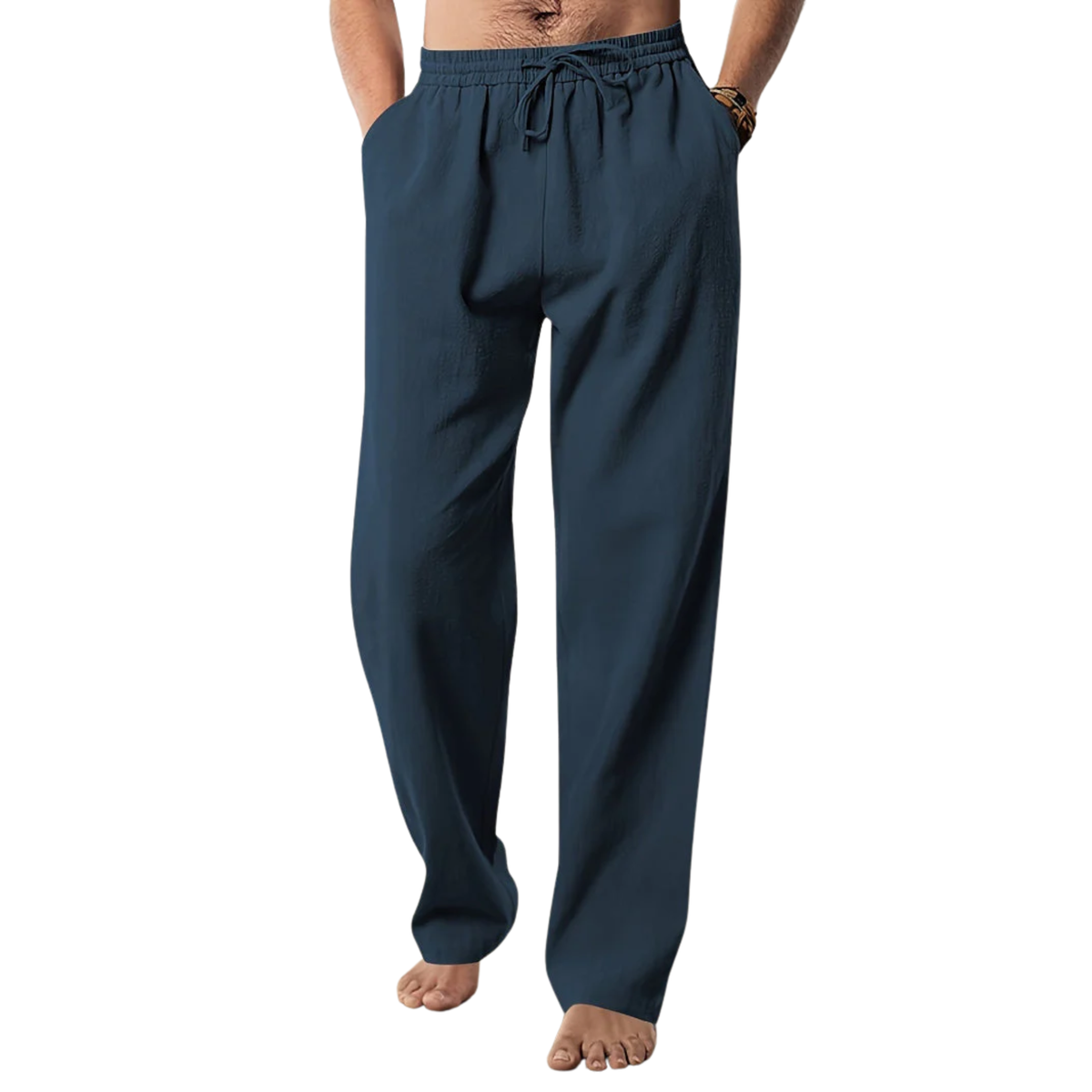 Men's straight-cut pants — travel and everyday wear — Navy Blue