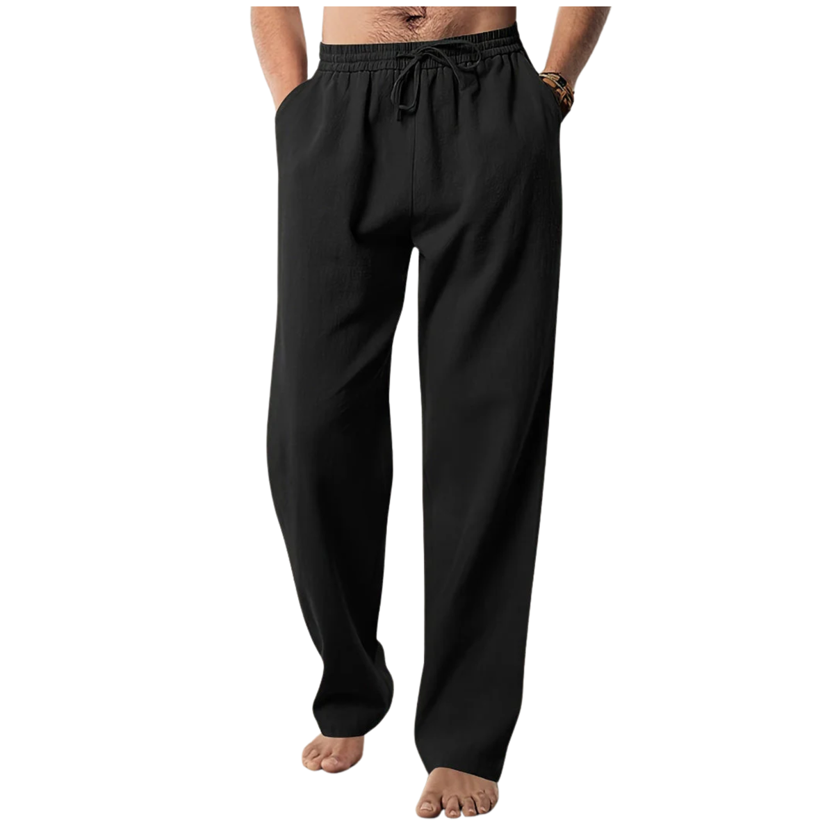 Men's straight-cut pants — travel and everyday wear — Black