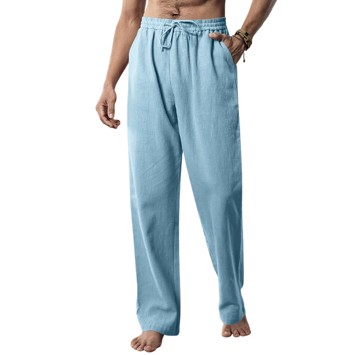 Men's straight-cut pants — travel and everyday wear — Light Blue