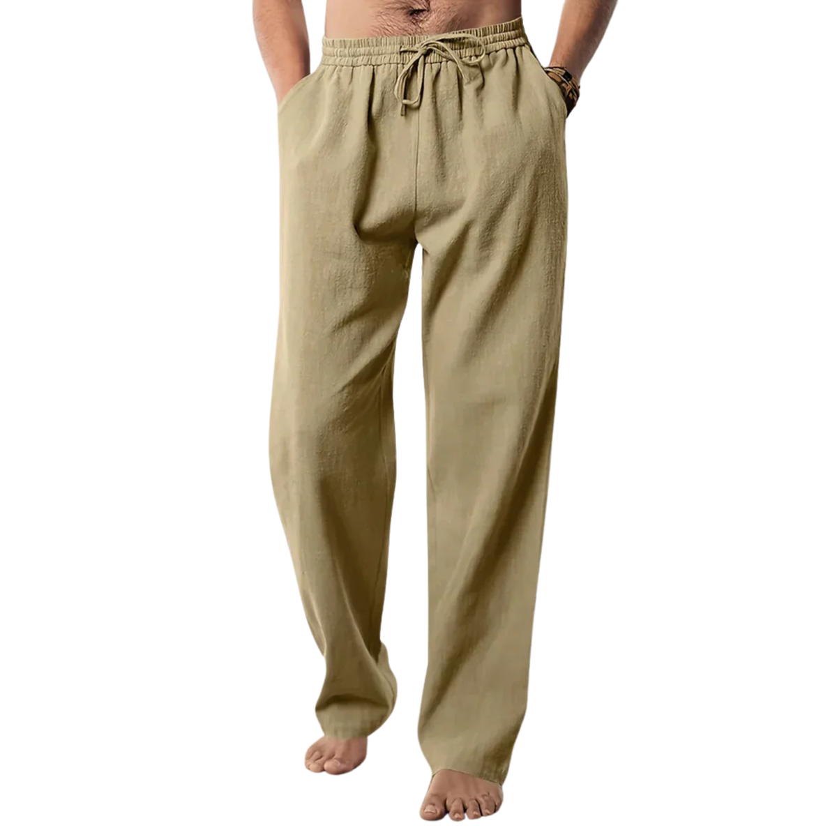 Men's straight-cut pants — travel and everyday wear — Khaki