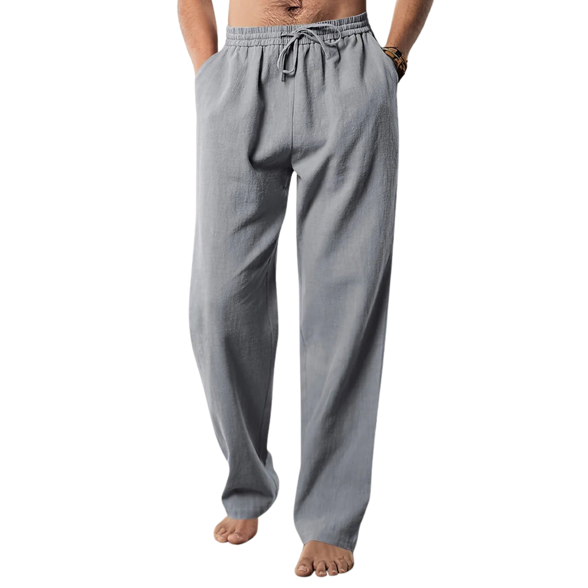 Men's straight-cut pants — travel and everyday wear — Gray
