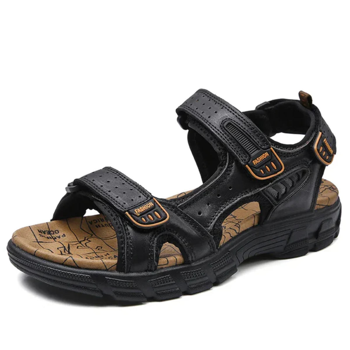 Men's sandals — velcro strap — walking and outdoor — Black