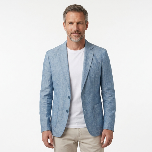 Men's blazer jacket — slim fit — wedding and summer — Light Blue