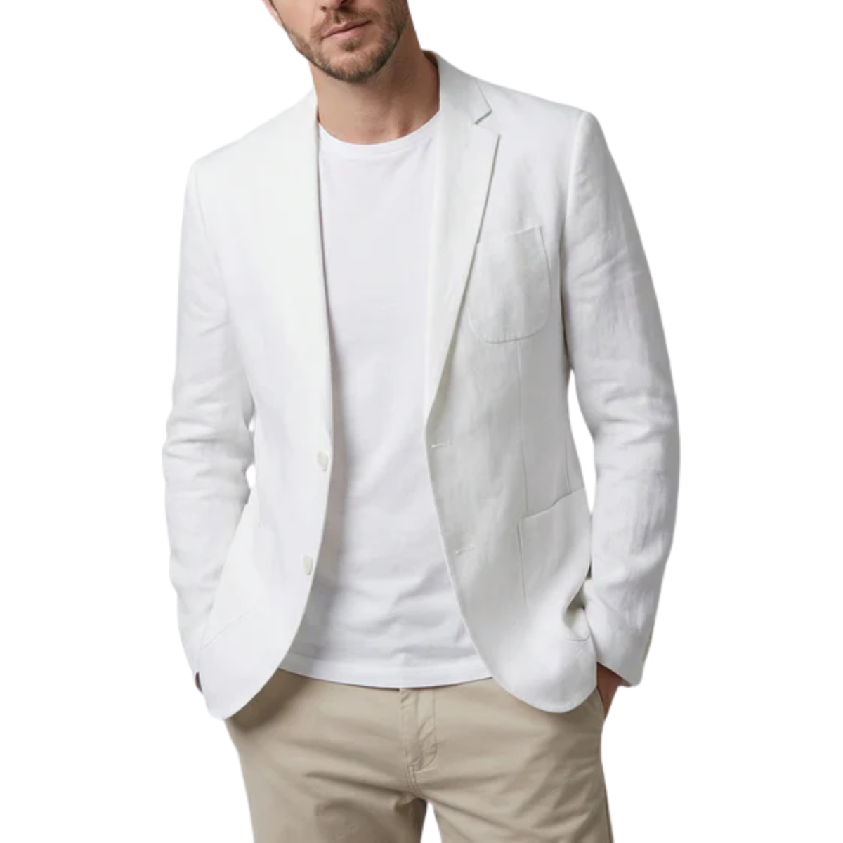 Men's blazer jacket — slim fit — wedding and summer — White