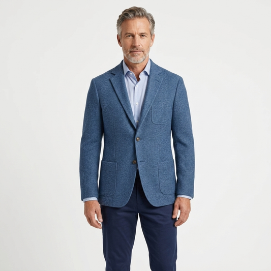 Men's blazer jacket — relaxed fit — office and everyday wear — Blue