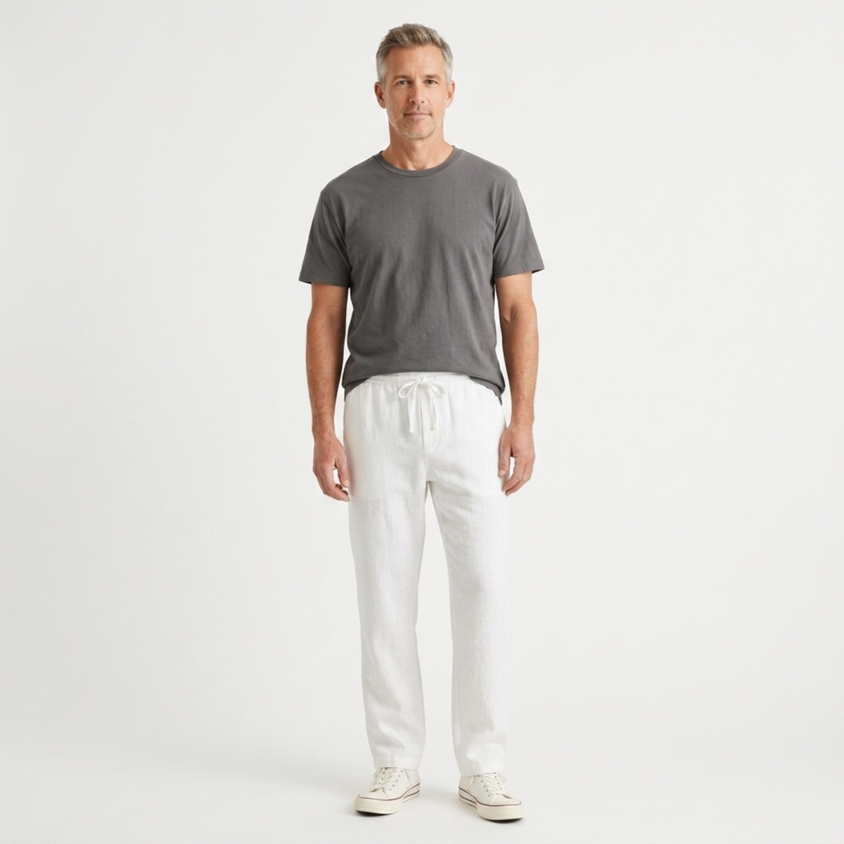 Men's wide pants — vacation and summer — White