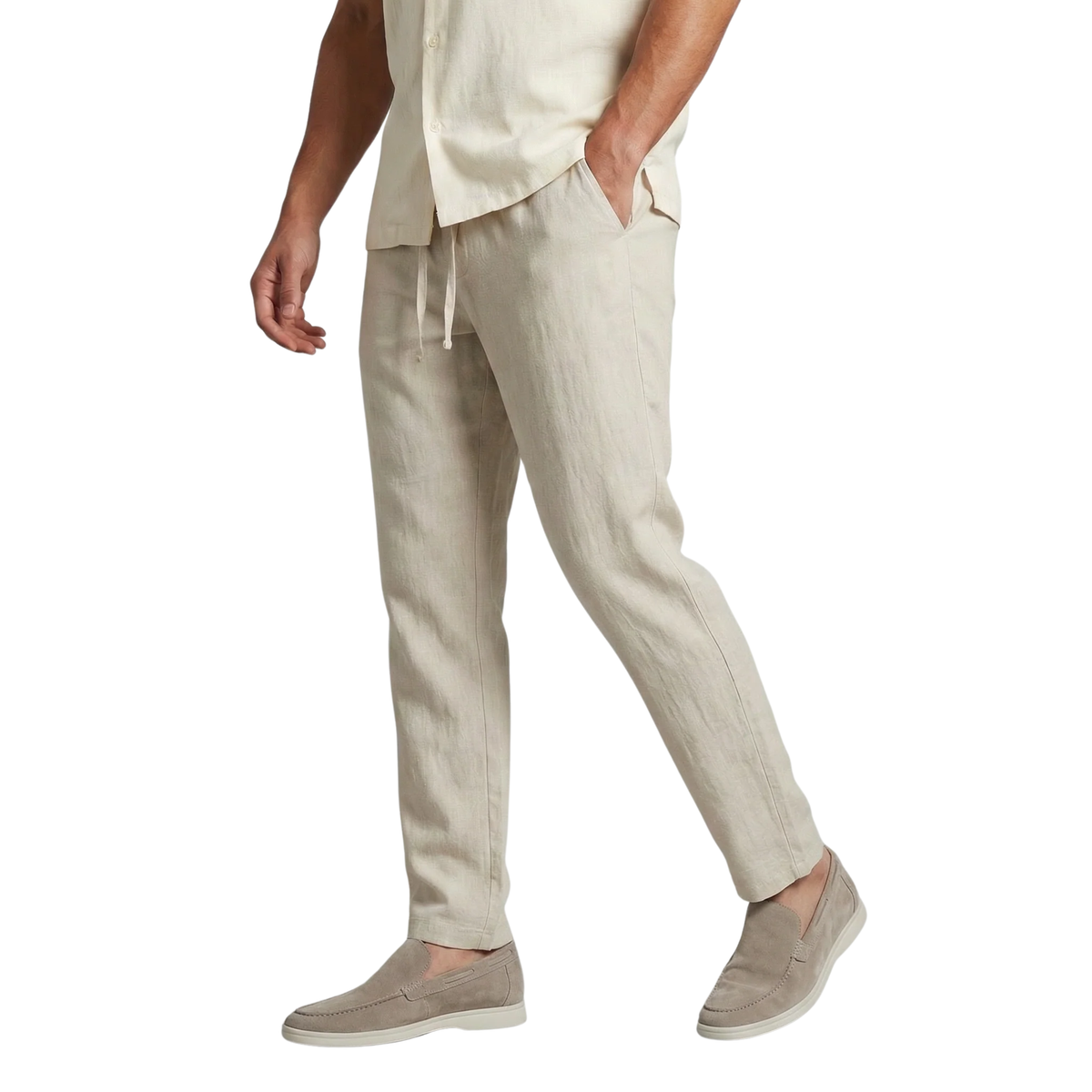 Men's wide pants — vacation and summer — Cream