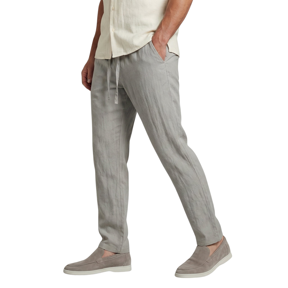 Men's wide pants — vacation and summer — Light Grey
