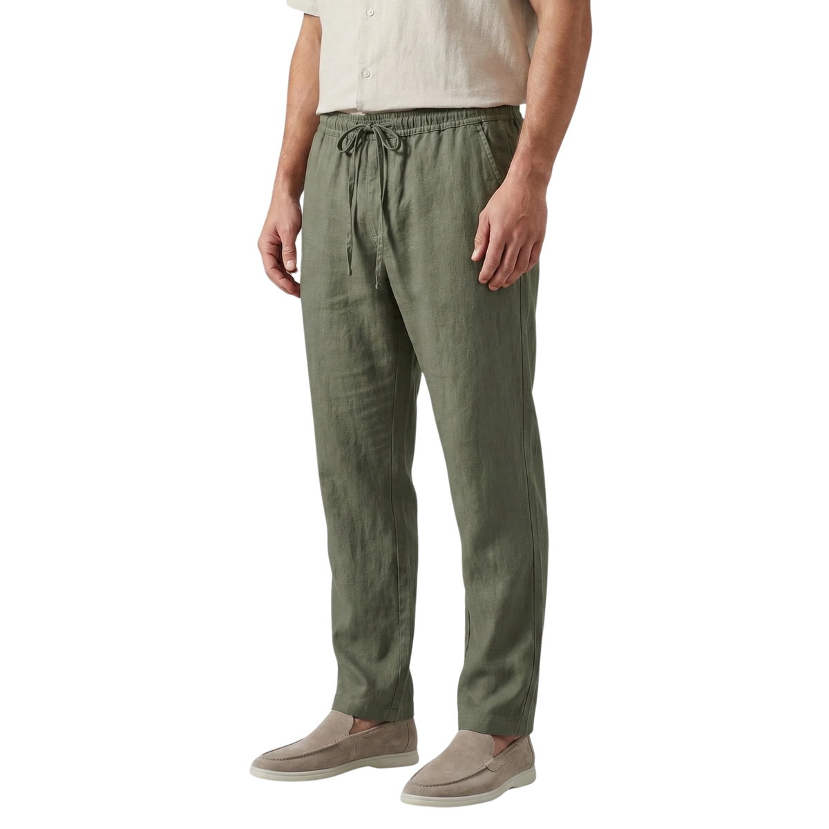 Men's wide pants — vacation and summer — Olive Green