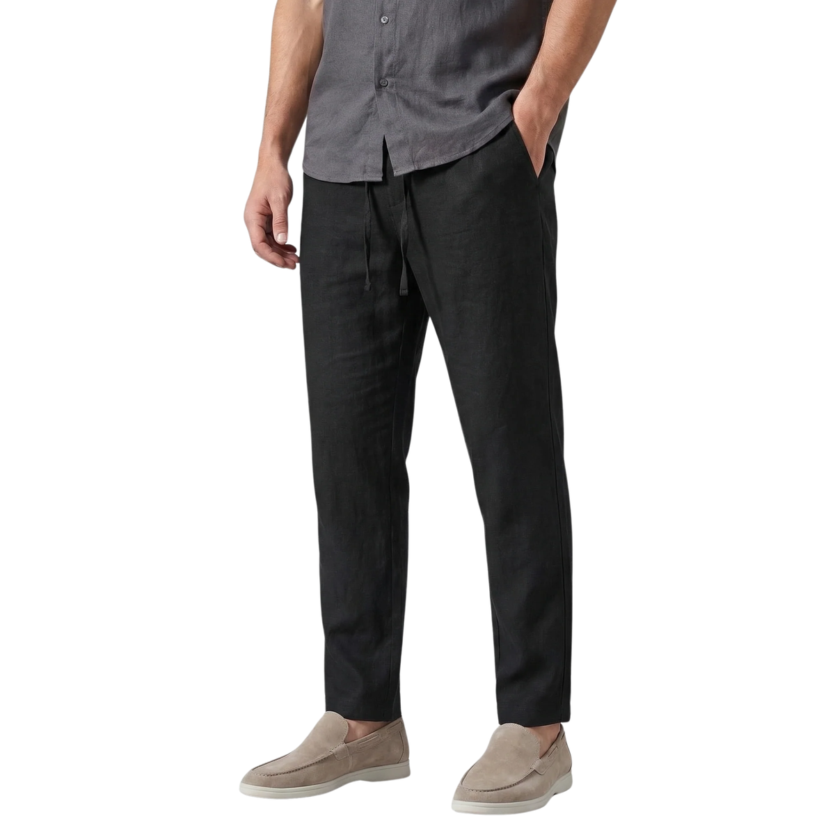 Men's wide pants — vacation and summer — Black
