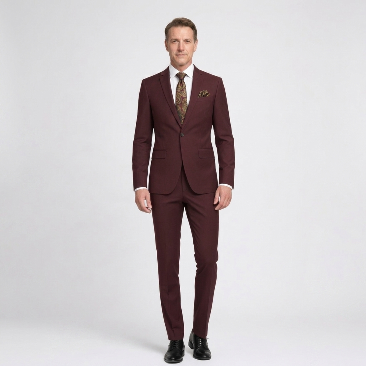 Costume ajusté pour homme — ensemble deux pièces — bureau et occasions formelles — Bordeaux