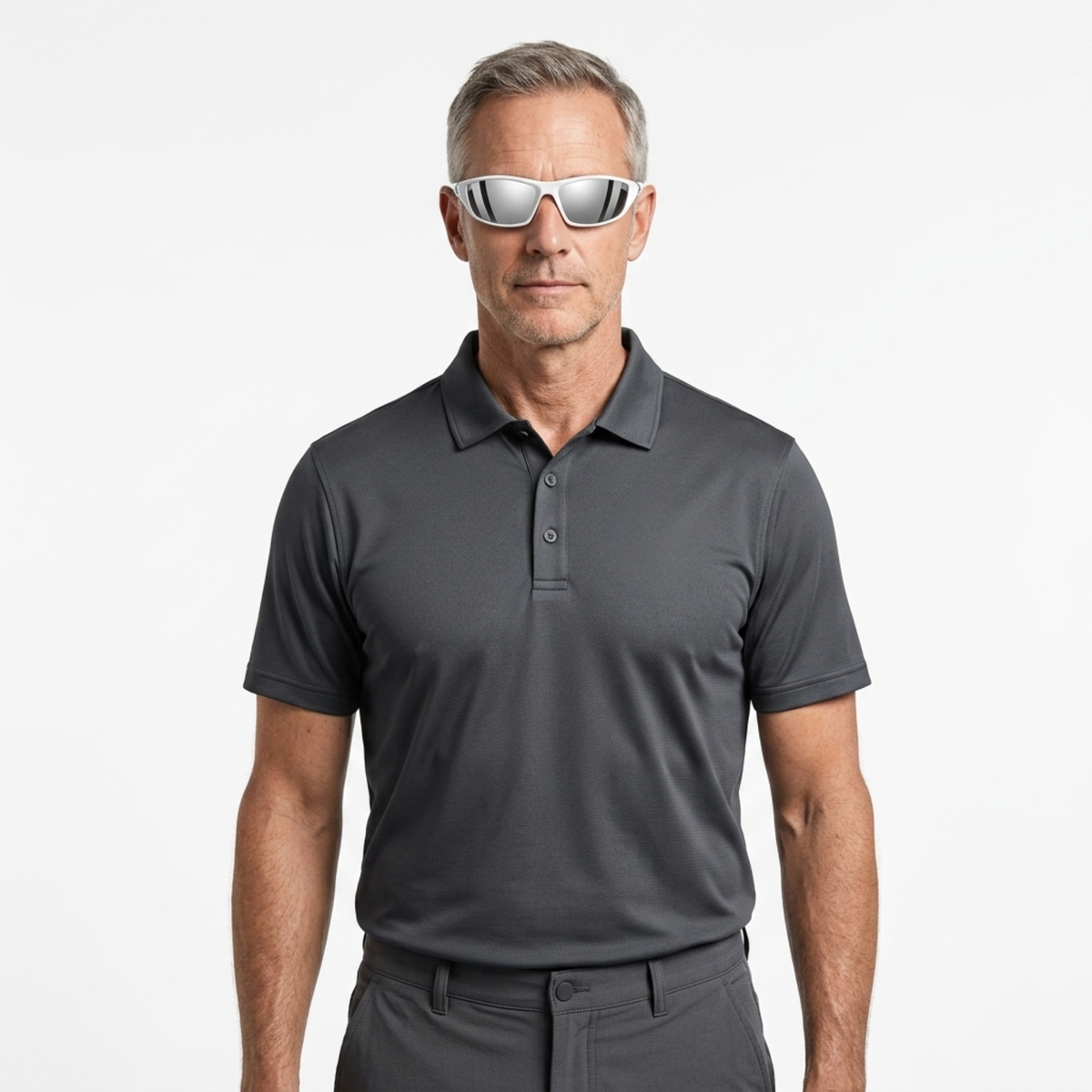 Sport sunglasses — wraparound frame — cycling and running — White
