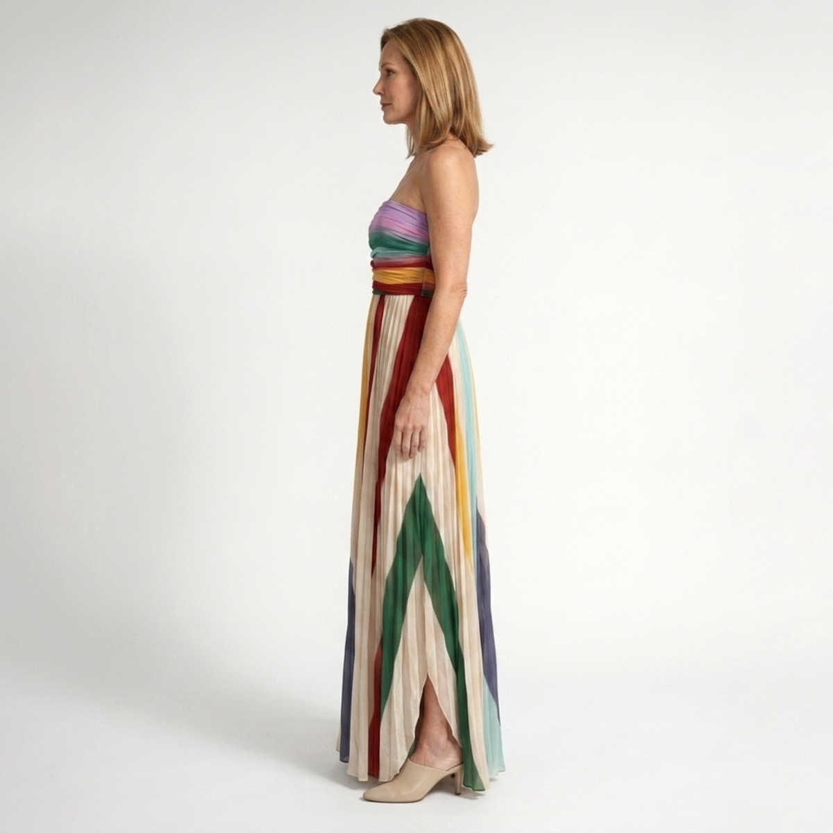 Women's long bohemian dress — strapless bustier — beach and summer — product view