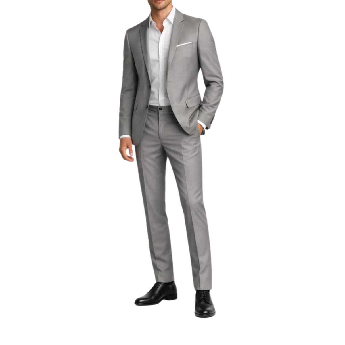 Costume coupe ajustée pour homme — ensemble deux pièces — bureau et soirée — Gris