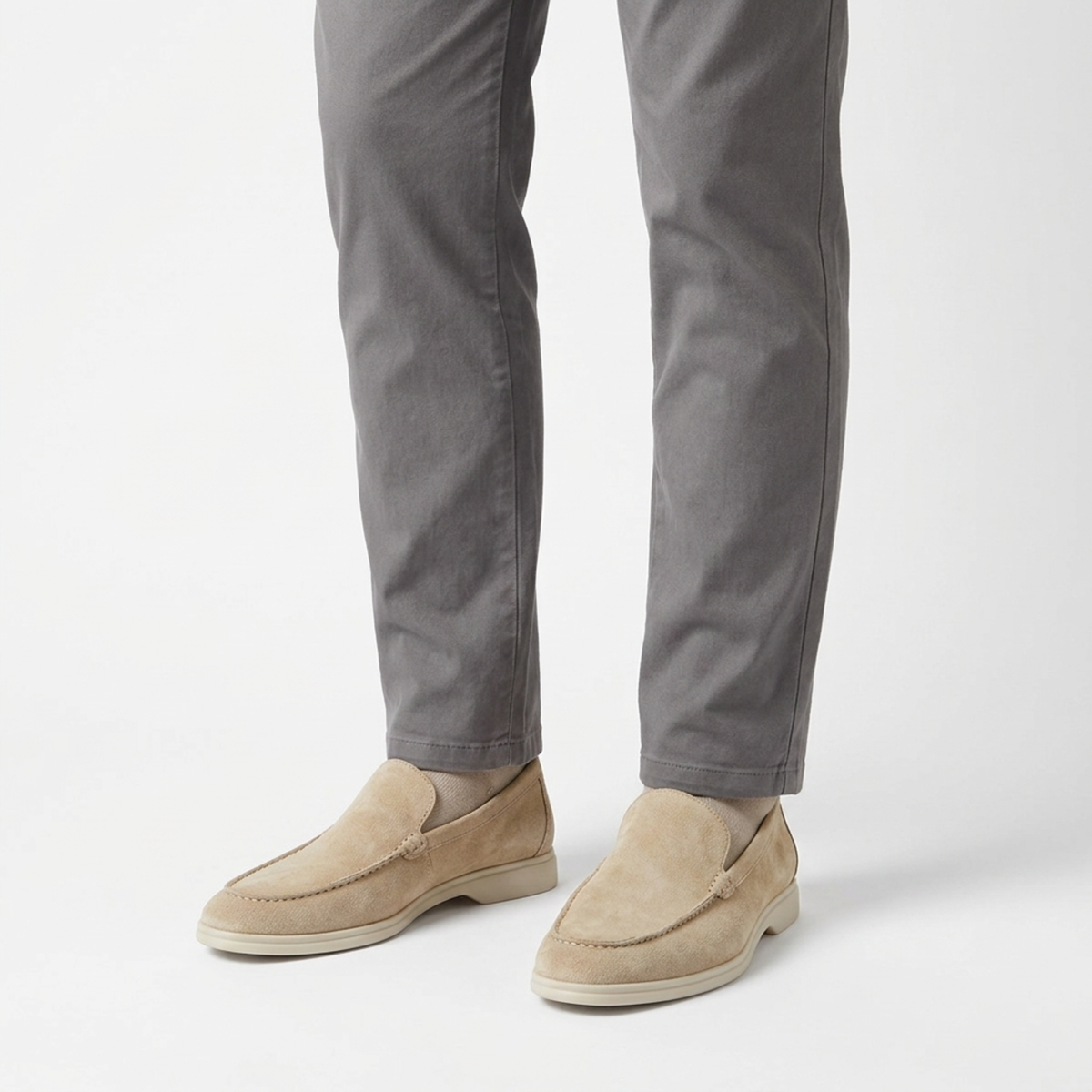 Men's moccasins — rubber sole — everyday comfort — Beige