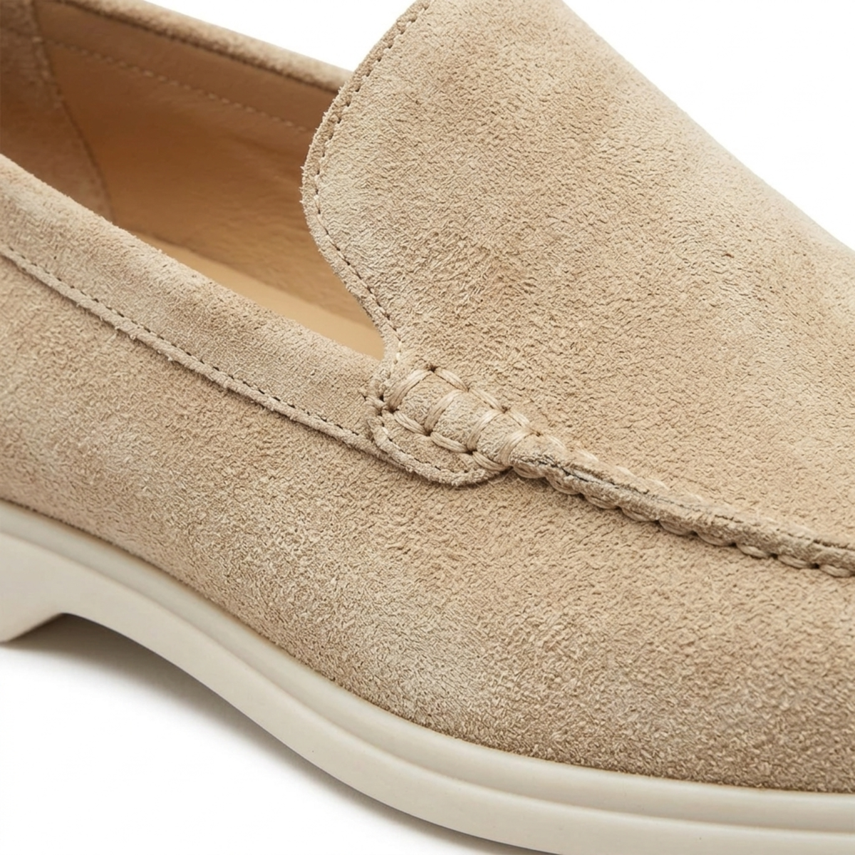 Men's moccasins — rubber sole — everyday comfort — Beige
