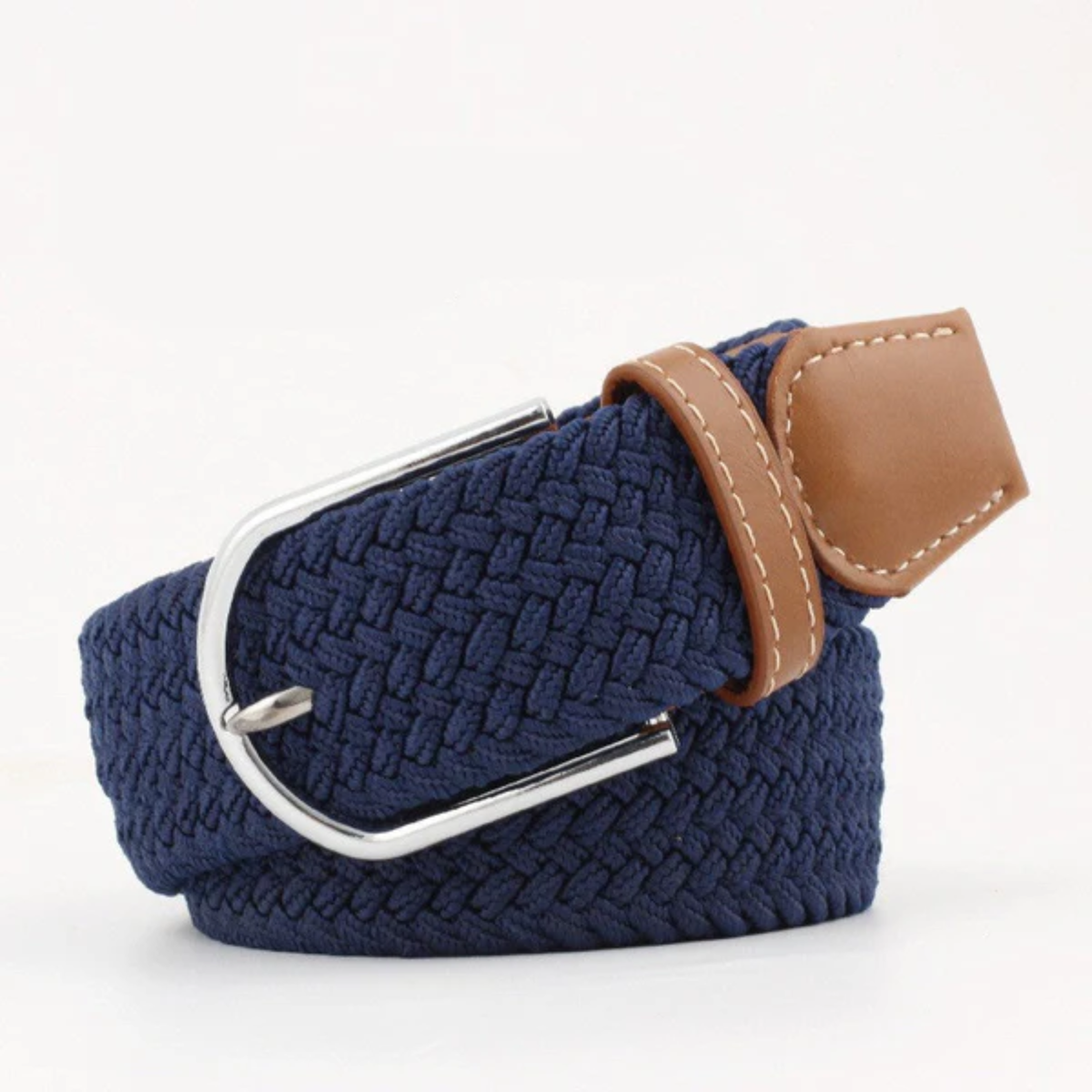 Men's braided belt — finishes — adjustable and casual — Navy Blue