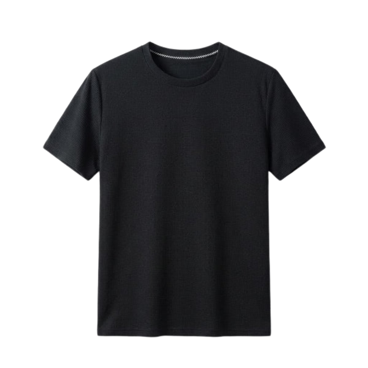 Strukturiertes Herren-Strick-T-Shirt – lockerer Schnitt — Schwarz