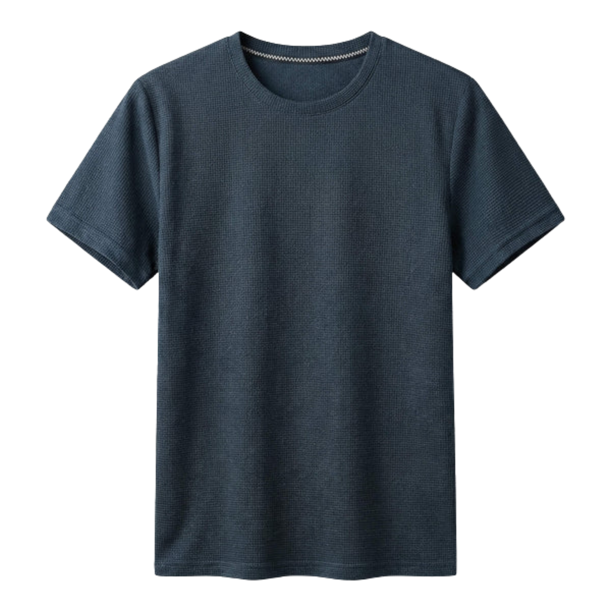 Strukturiertes Herren-Strick-T-Shirt – lockerer Schnitt — Marineblau