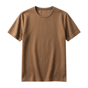 T-shirt en maille texturée pour homme — coupe décontractée — Marron