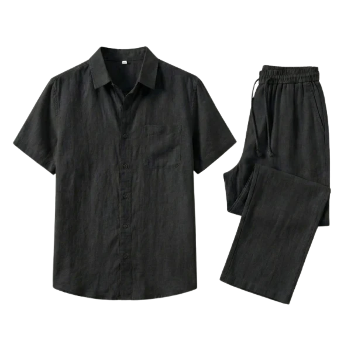 Two-piece set for men — relaxed fit — beach vacation — Black