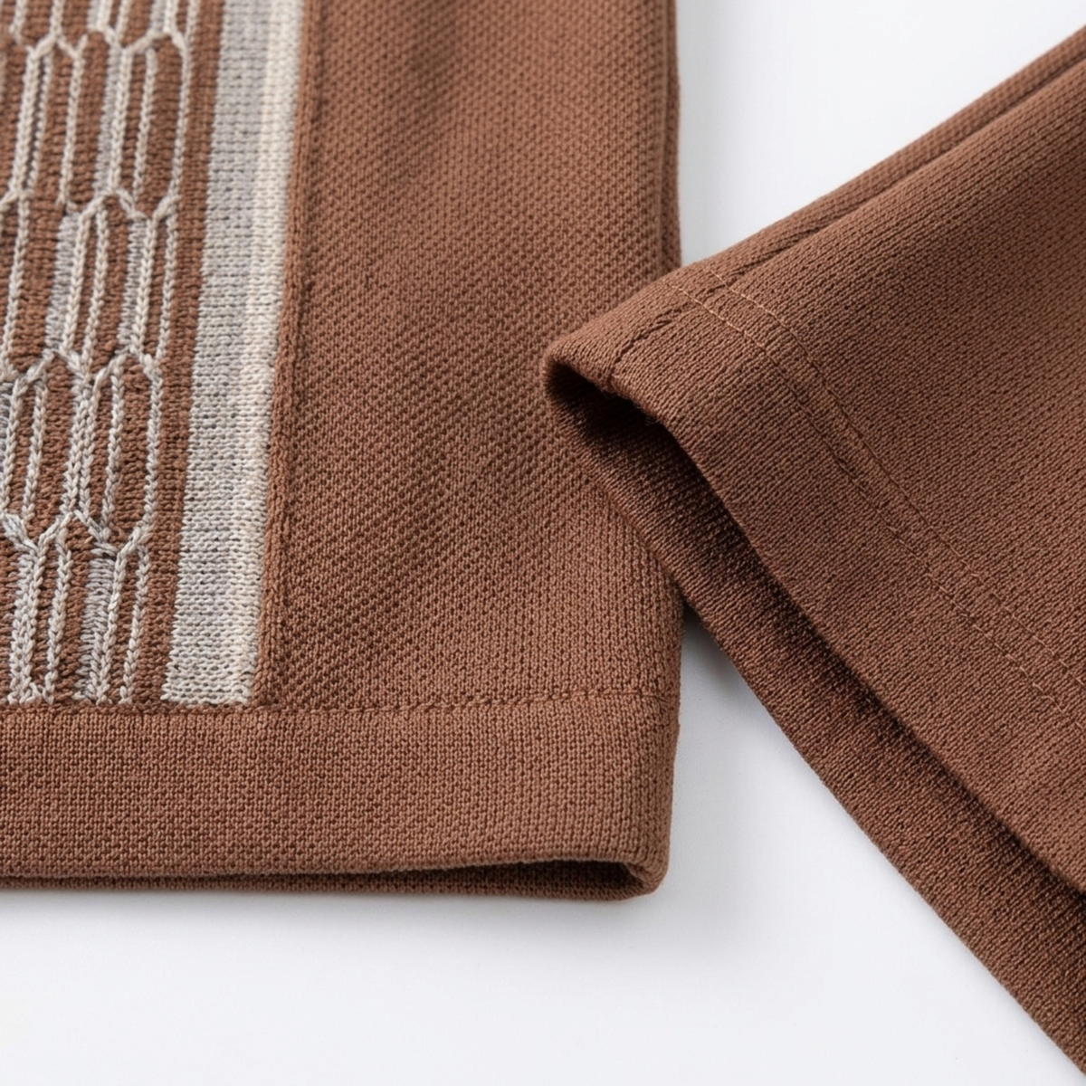 Two-piece knit set for men — geometric knit — casual summer outfit — product view