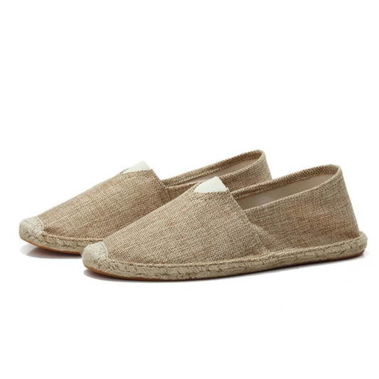 Men's espadrilles — slip-on canvas loafers — beach and vacation — Khaki
