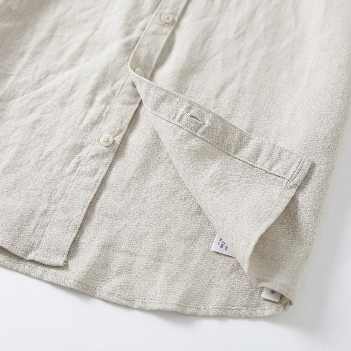 Men's shirt — short-sleeve band collar — casual beachwear — product view
