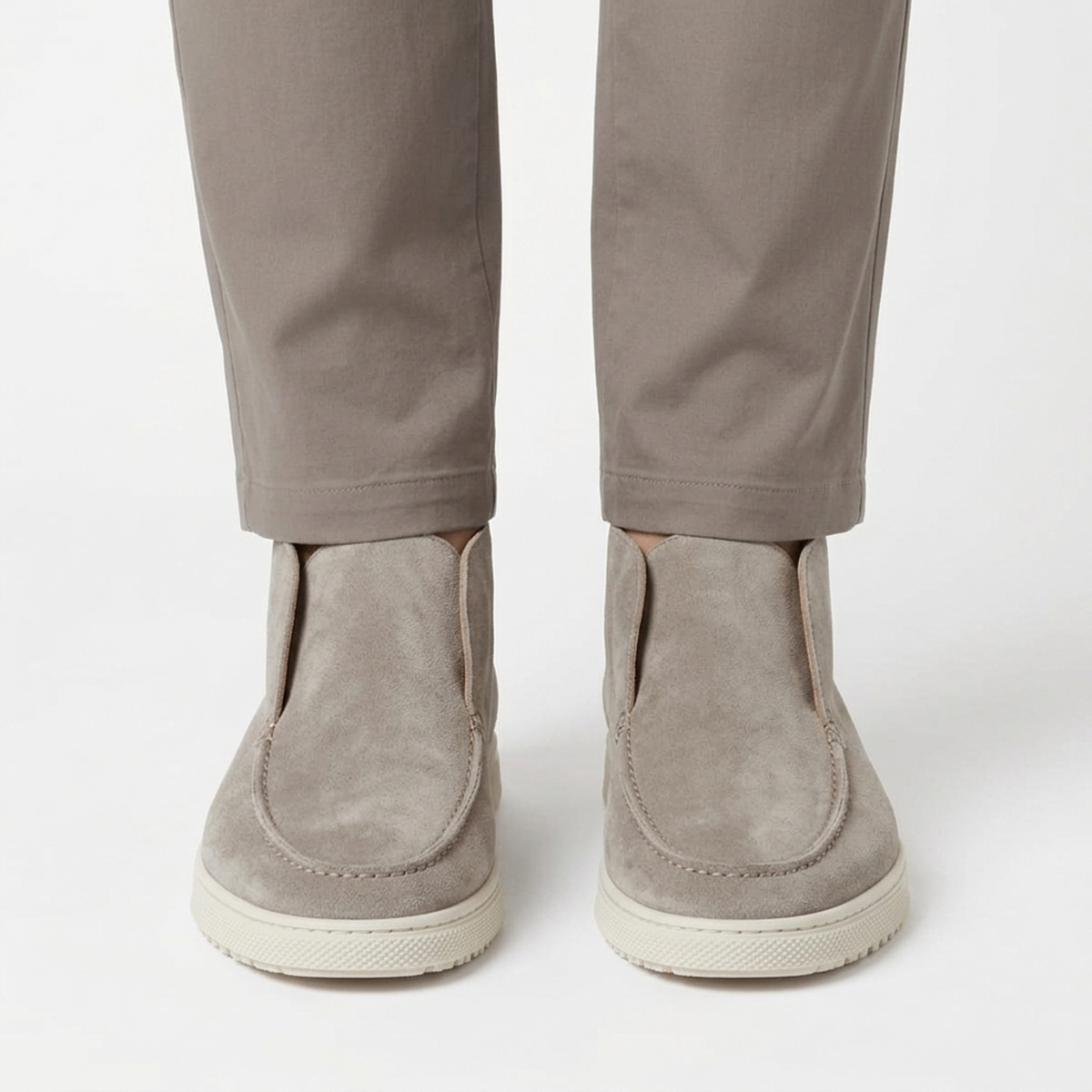 Men's high moccasins — slip-on ankle boots — casual chic office style — Light Gray