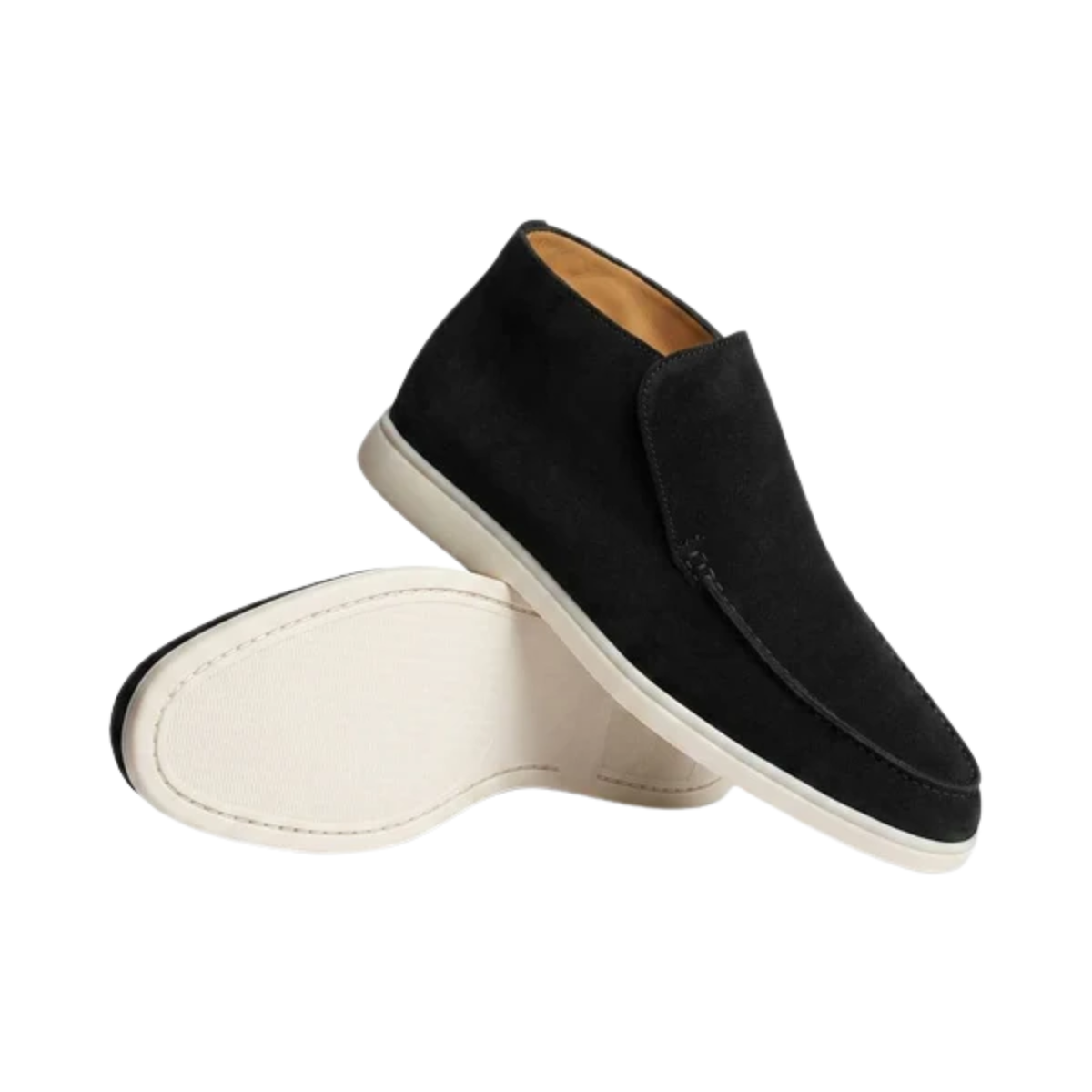 Men's high moccasins — slip-on ankle boots — casual chic office style — Black