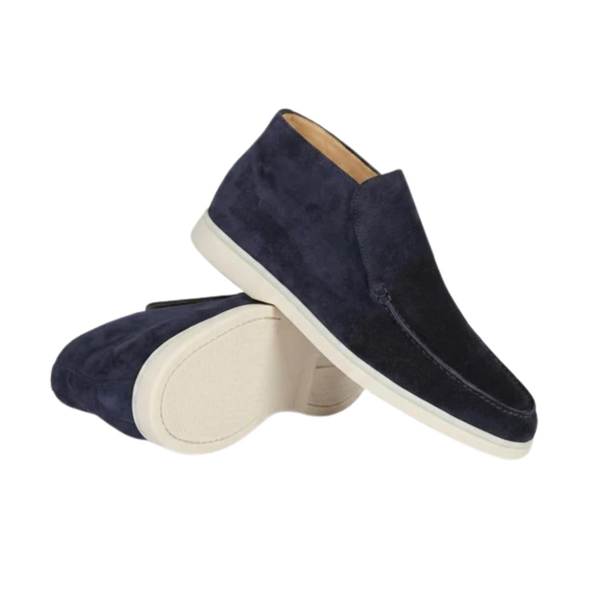 Men's high moccasins — slip-on ankle boots — casual chic office style — Dark Navy Blue