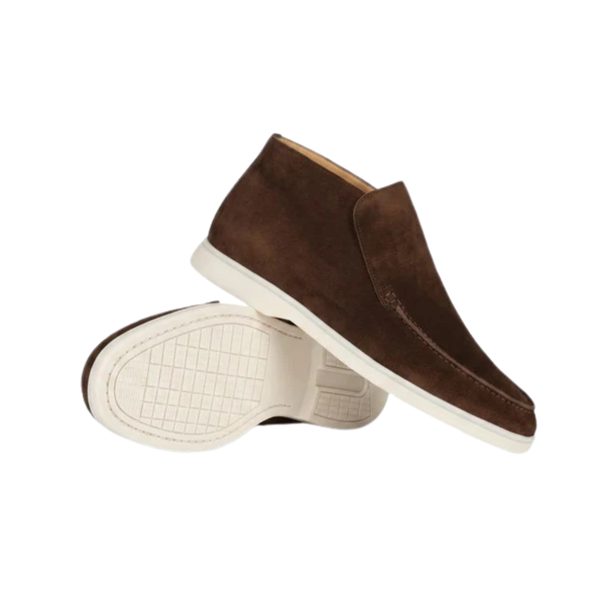 Men's high moccasins — slip-on ankle boots — casual chic office style — Dark Brown