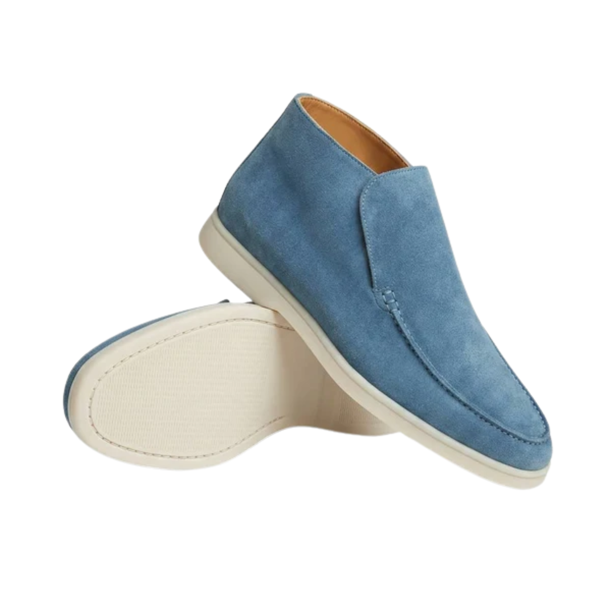 Men's high moccasins — slip-on ankle boots — casual chic office style — Blue