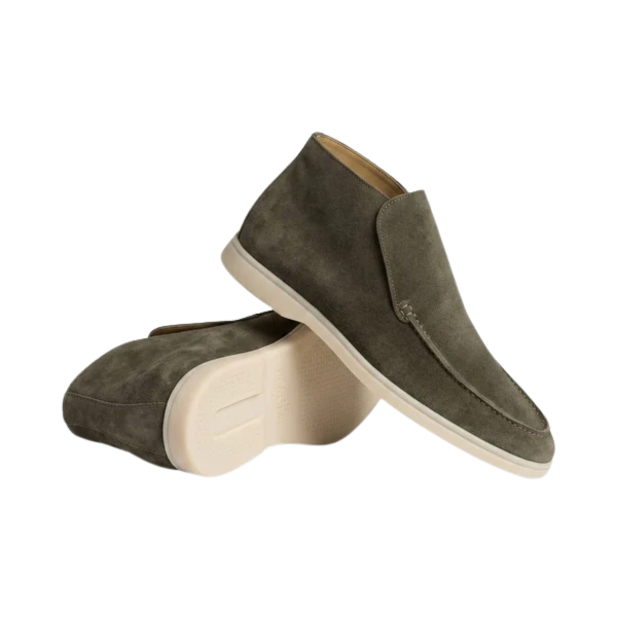 Men's high moccasins — slip-on ankle boots — casual chic office style — Army Green