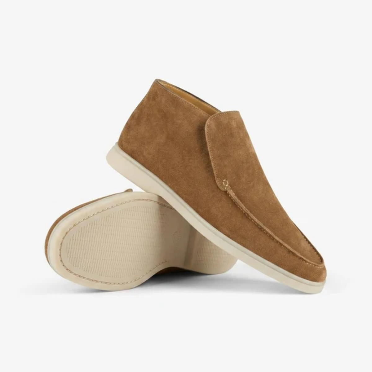 Men's high moccasins — slip-on ankle boots — casual chic office style — Brown