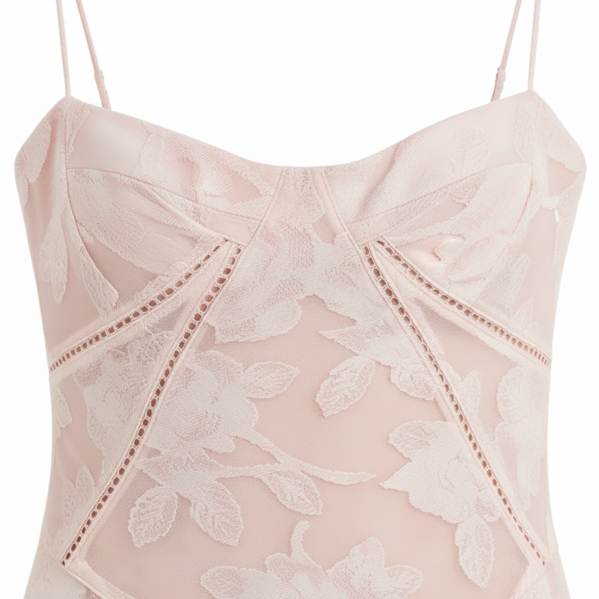 Long Evening Dress with Floral Embroidery Bustier and Flared Cut — Pink