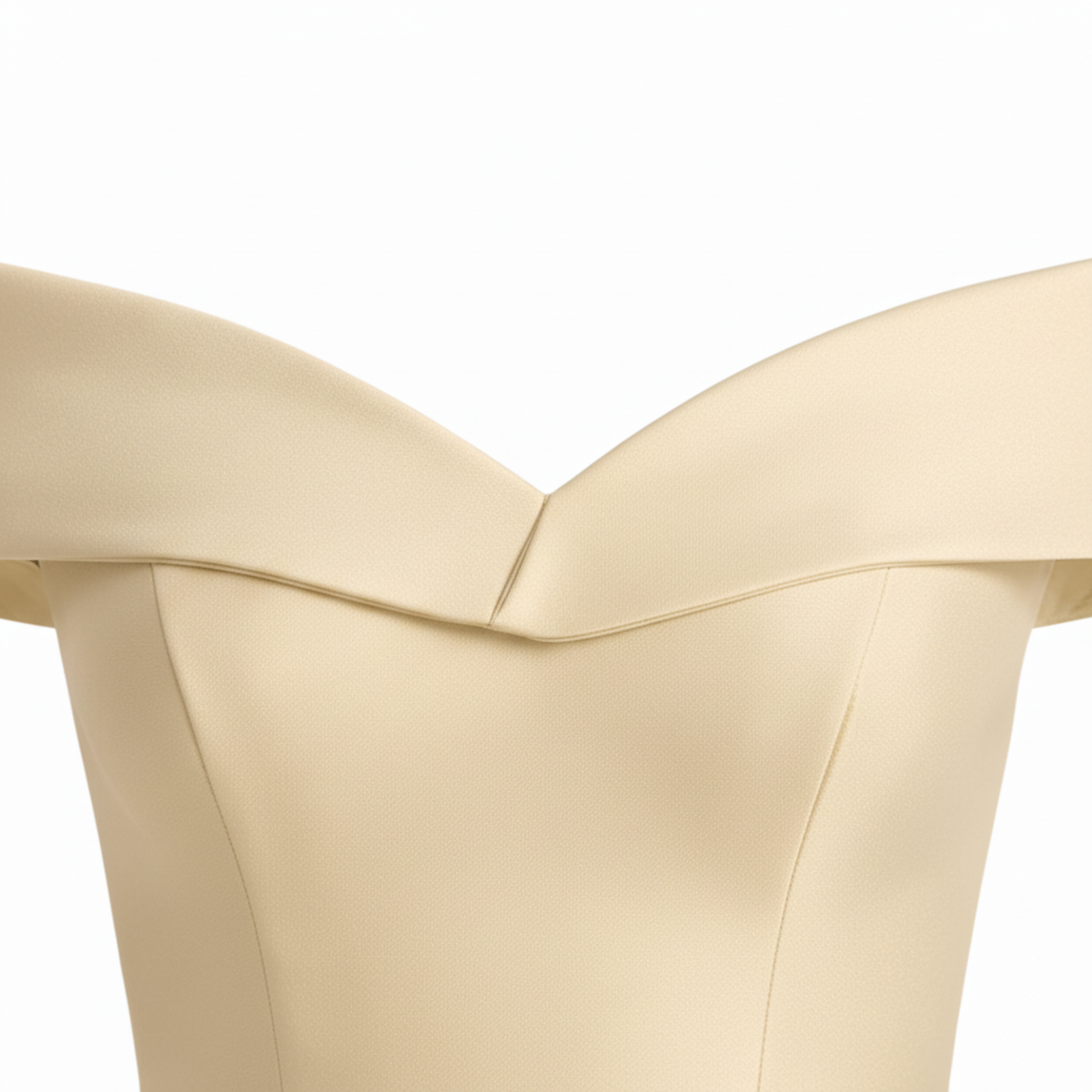 Midi Flared Wedding Guest Dress with Off-Shoulder and Waist Bow — Light Beige