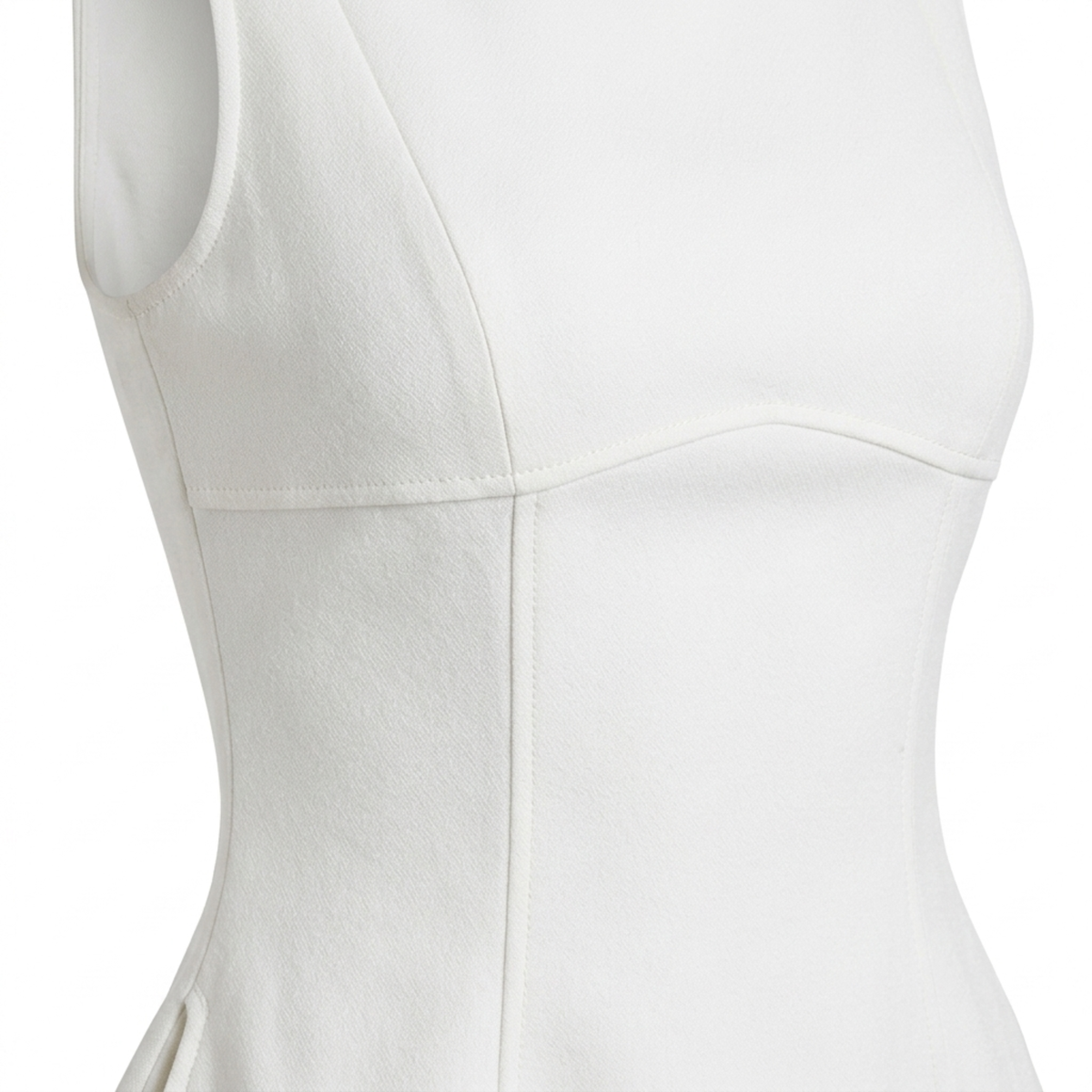 Short women's dress — bubble skirt in crepe and boat neckline — product view