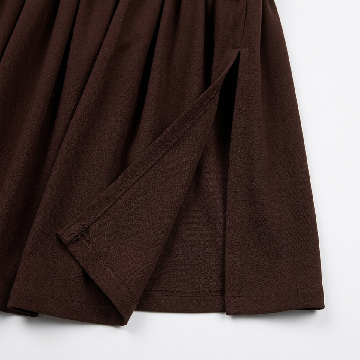 Long evening gown — scarf neckline and pleated slit skirt | ceremony — Brown