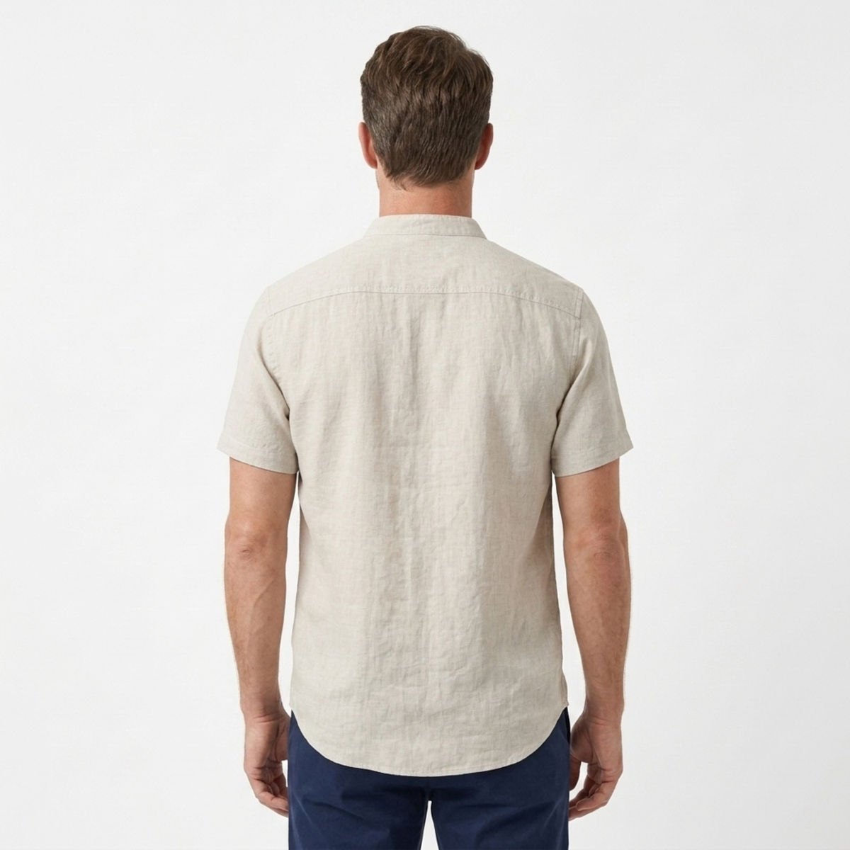 Men's Shirt with Mandarin Collar and Short Sleeves — Summer — product view