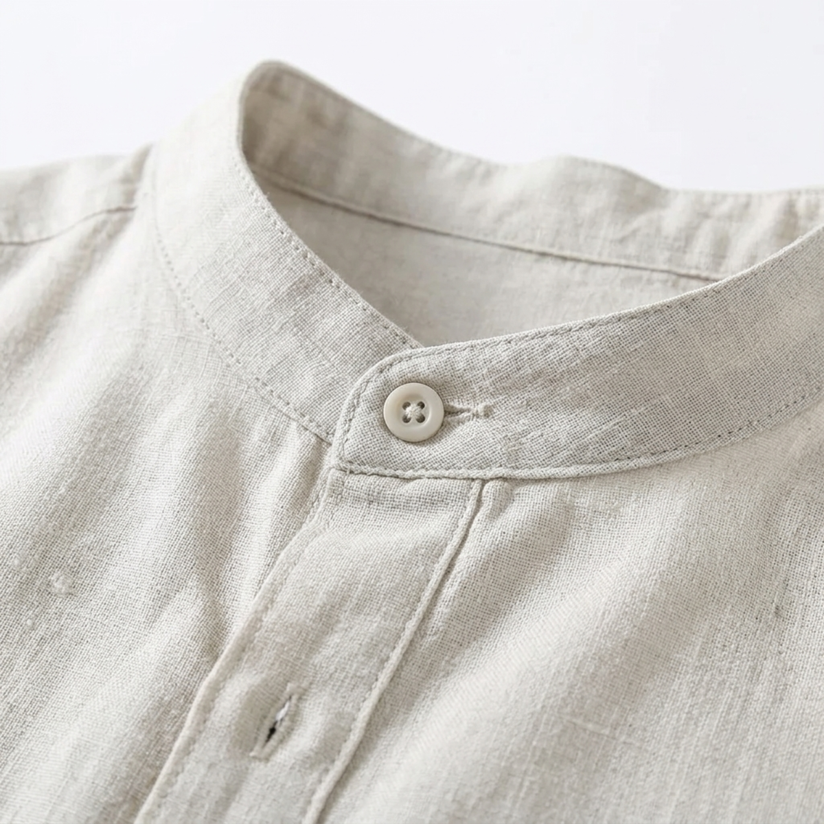 Men's Shirt with Mandarin Collar and Short Sleeves — Summer — product view