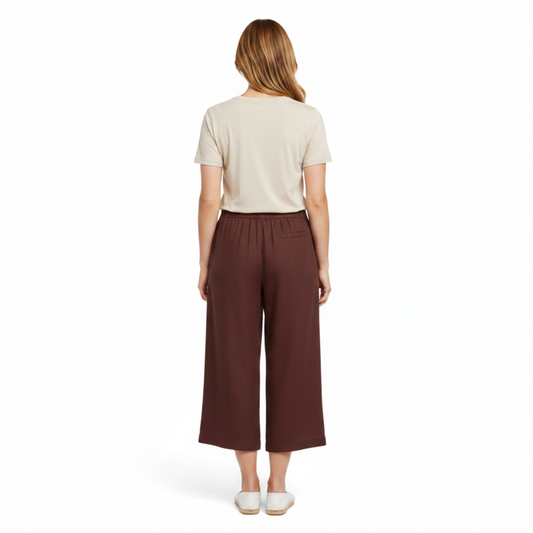 Women's Wide-Leg Pants with Elastic Waist and Short Cut — product view
