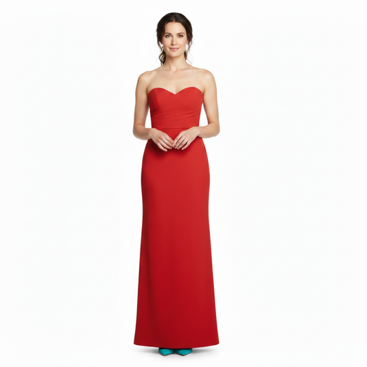 Women's Chiffon Ceremony Dress with Sheath Cut and Side Slit — Red