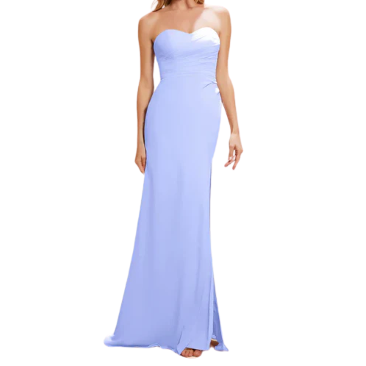 Women's Chiffon Ceremony Dress with Sheath Cut and Side Slit — Lilac