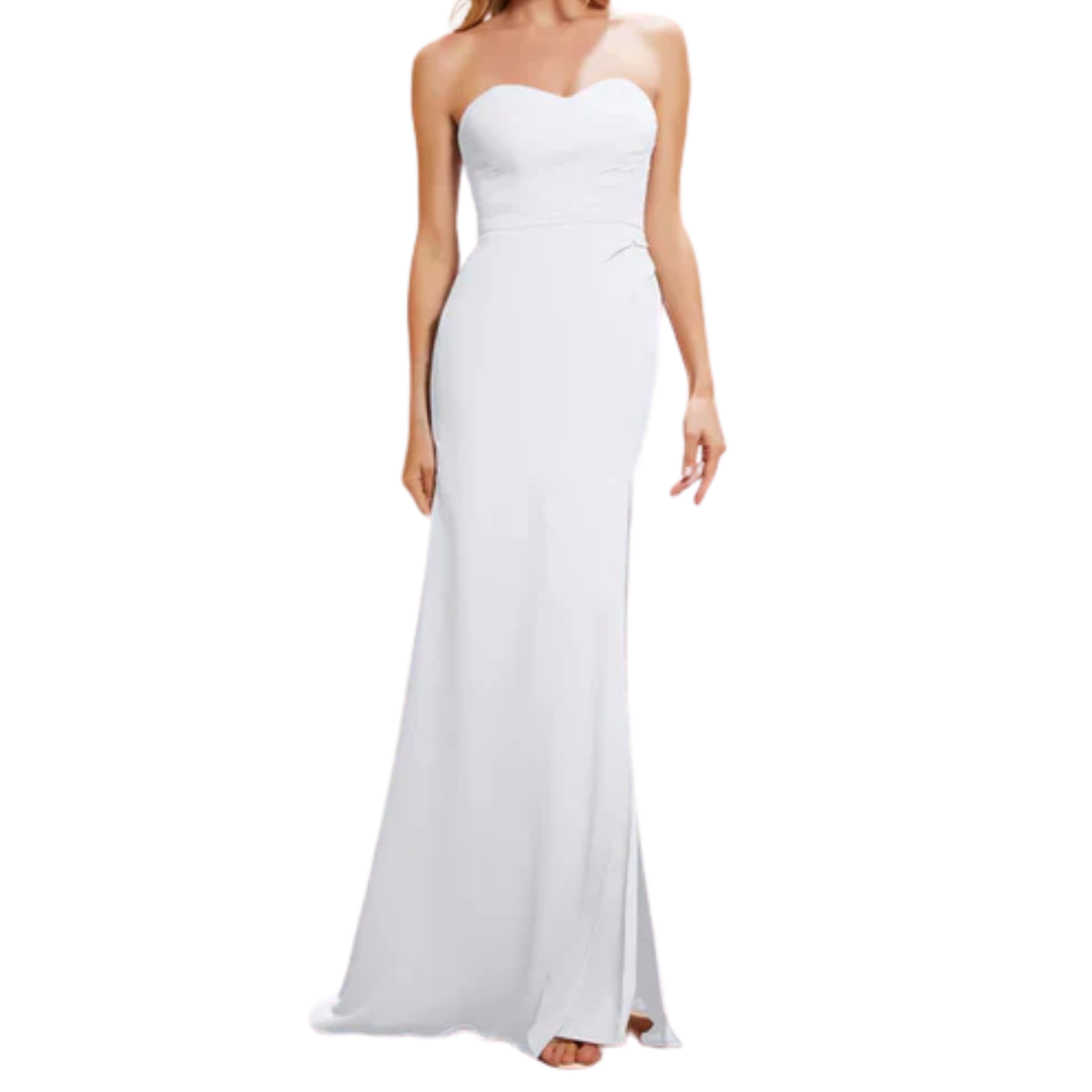 Women's Chiffon Ceremony Dress with Sheath Cut and Side Slit — White